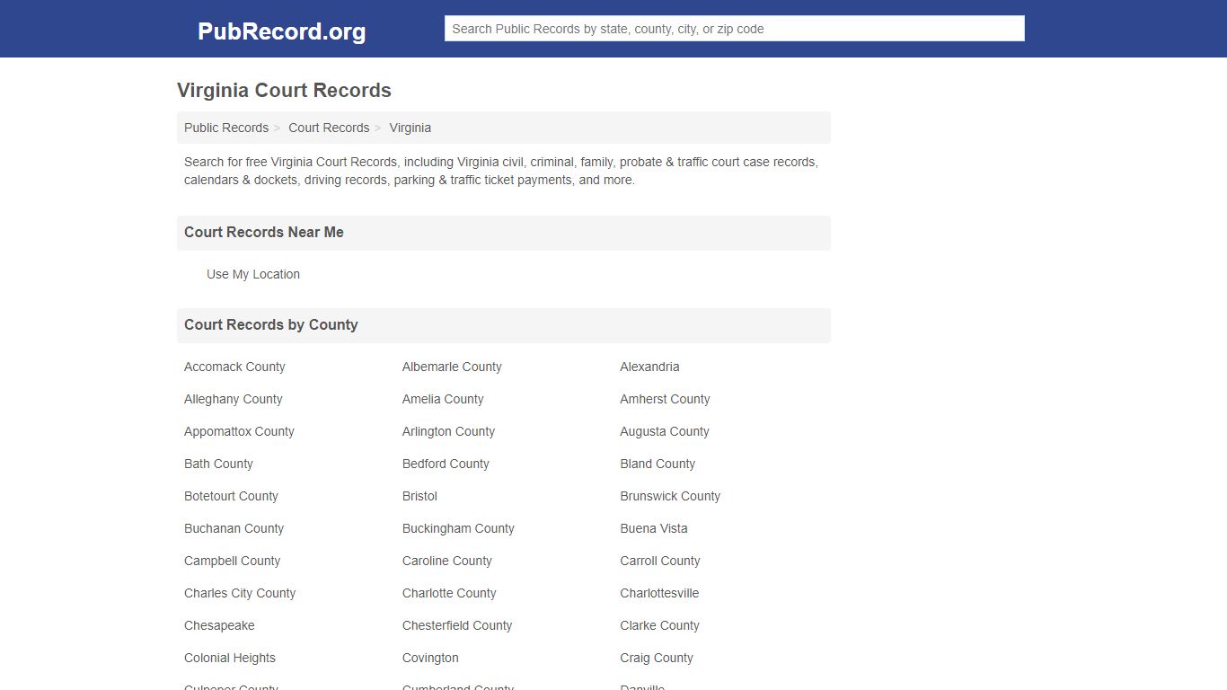 Free Virginia Court Records - PubRecord.org